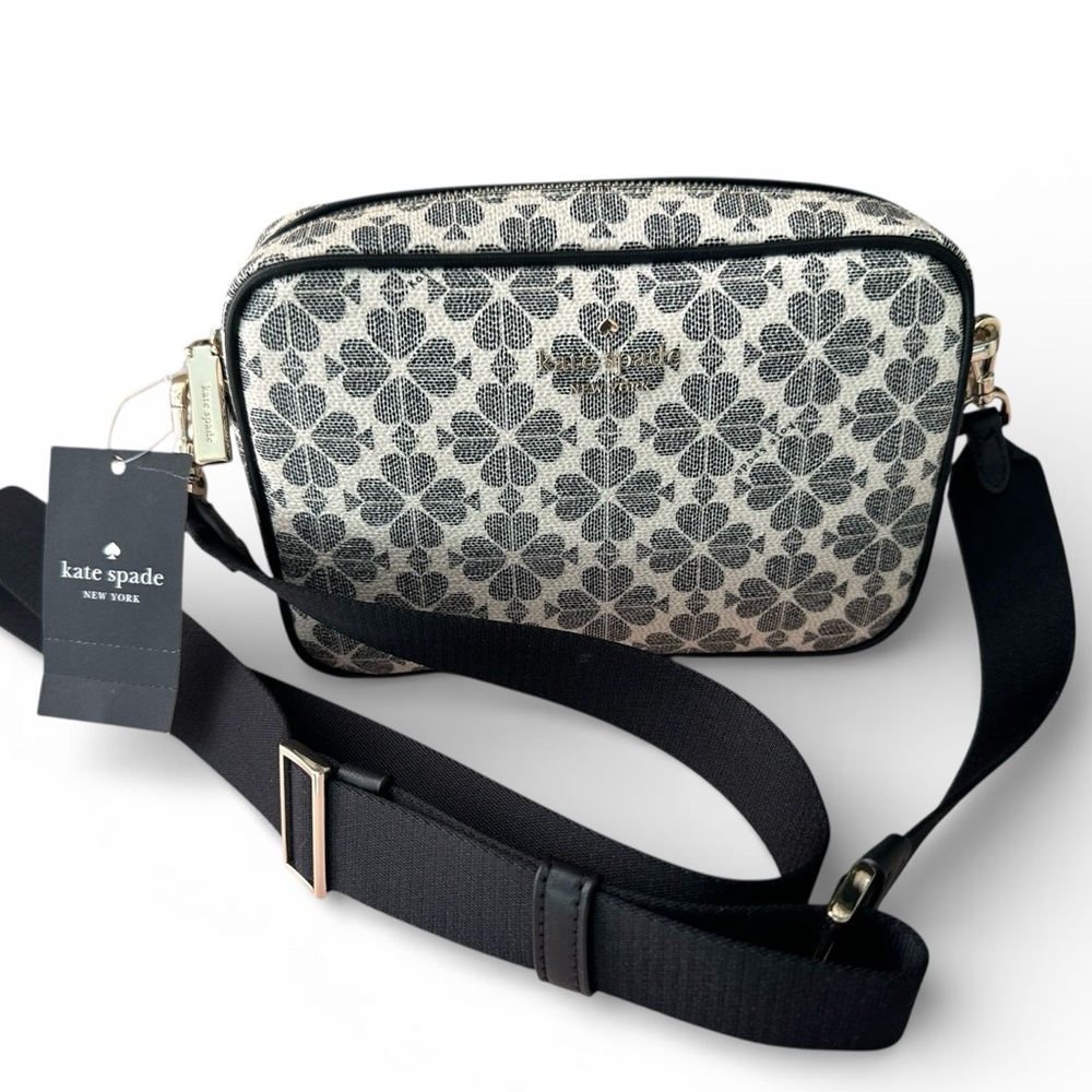 Kate Spade Black and White Floral Crossbody Bag